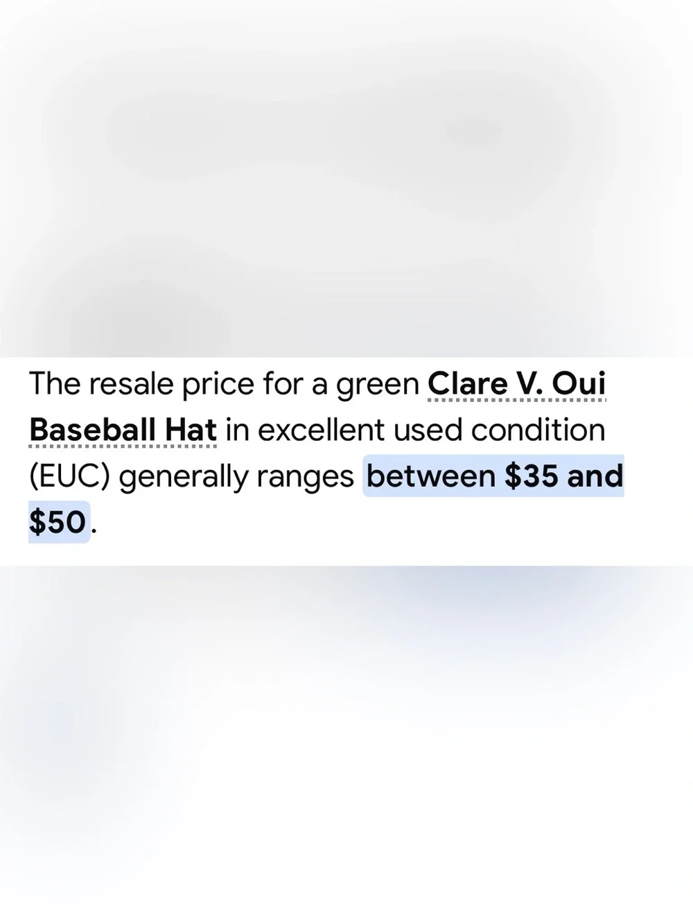 Clare V - “OUI” Green Baseball Hat